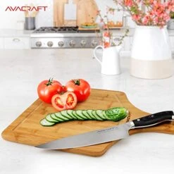 Organic Bamboo Cutting Board With Handle, Wood Serving Board With Handle, Ideal Cutting Board For Kitchen, Best Chopping Board For Vegetables, Meat, Cheese, Butcher Block (17X12 With Handle) -Peugeot Shop 51iK0muqUZL