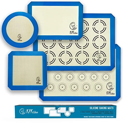Silicone Baking Mat Set Of 5-2 Half Sheets (Macaron & Cookie Circle On Mat) + 1 Quarter + 1 Round & 1 Square Size Silicone Baking Sheet - Nonstick & Easy To Clean - 100% Silicone Mats For Baking 1 Silicone Baking Mat Set Of 5-2 Half Sheets (Macaron & Cookie Circle On Mat) + 1 Quarter + 1 Round & 1 Square Size Silicone Baking Sheet - Nonstick & Easy To Clean - 100% Silicone Mats For Baking