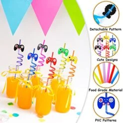 Video Game Party Favor Supplies 24pcs Video Game Straws Reusable Video Game Plastic Straws For Video Game Party Supplies Favors Birthday Party Decorations -Peugeot Shop 51iMolSMMuL