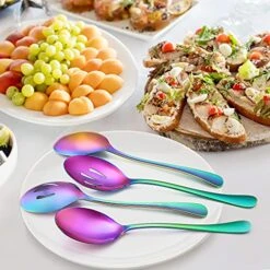 6-Piece Large Rainbow Serving Spoons, Rainbow Slotted Serving Spoons, 9.8Inch Stainless Steel Serving Utensils For Party Buffet Restaurant Banquet Dinner Catering, Dishwasher Safe 19 6-Piece Large Rainbow Serving Spoons, Rainbow Slotted Serving Spoons, 9.8Inch Stainless Steel Serving Utensils For Party Buffet Restaurant Banquet Dinner Catering, Dishwasher Safe -Peugeot Shop 51iQ5VvUaxS