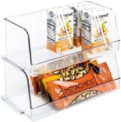 Ckable Household Bin - Set Of 2 - 4.75 X 9.5 Inch - Open Front - BPA Free Plastic Resin - Food, Fridge, Freezer, Cabinet, Food, Pantry, Storage - Kitchen Organizer - Clear -Peugeot Shop 51iUaBkwr9L. AC