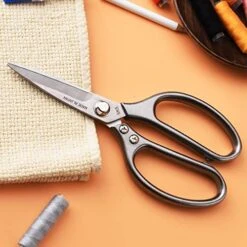 [Made In Japan] Kitchen Scissors All Purpose, Effortless Cutting, Quality Japanese Ergonomic Handle Heavy Duty Poultry Shears For Herbs, Chicken, Food, Garden, Office, Crafting, Leather, Fabric -Peugeot Shop 51ikKYzqaRL