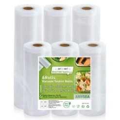 Anysea Vacuum Sealer Bags Rolls: 3 Packs 8" X16.5' And 3 Packs 11" X16.5' Food Sealer Saver Bags, Freezer Bags, Great For Vac Storage Or Sous Vide Cooking