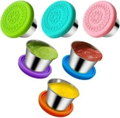 [6 Pack] Salad Dressing Containers To Go, 1.6 Oz Reusable Condiment Cups With Lids, Stainless Steel Dipping Sauce Containers With Silicone Lids For Lunch Bento Box (Cartoon Animal) -Peugeot Shop 51ir9eU9pnL. AC