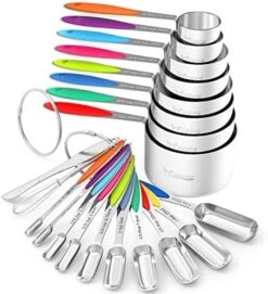 Measuring Cups And Measuring Spoons Set, Wildone Stainless Steel 8 Measuring Cups, 10 Measuring Spoons, 1 Leveler 1 Whisk & 5 Mini Spoons, For Dry And Liquid Ingredient - 25 Piece Multicolor 16 Measuring Cups And Measuring Spoons Set, Wildone Stainless Steel 8 Measuring Cups, 10 Measuring Spoons, 1 Leveler 1 Whisk & 5 Mini Spoons, For Dry And Liquid Ingredient - 25 Piece Multicolor -Peugeot Shop 51iyheQjOZL. AC