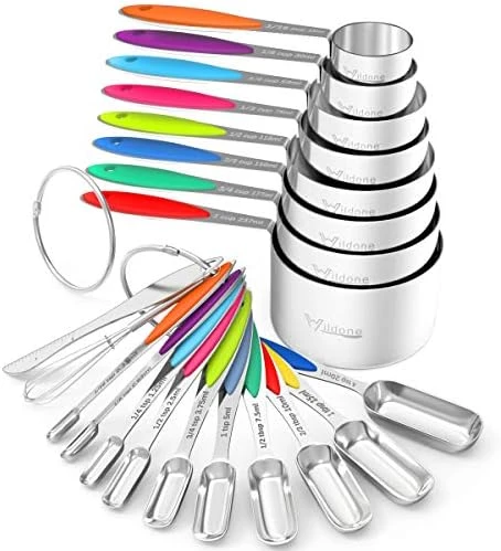 Measuring Cups And Measuring Spoons Set, Wildone Stainless Steel 8 Measuring Cups, 10 Measuring Spoons, 1 Leveler 1 Whisk & 5 Mini Spoons, For Dry And Liquid Ingredient - 25 Piece Multicolor 8 Measuring Cups And Measuring Spoons Set, Wildone Stainless Steel 8 Measuring Cups, 10 Measuring Spoons, 1 Leveler 1 Whisk & 5 Mini Spoons, For Dry And Liquid Ingredient - 25 Piece Multicolor - Image 8
