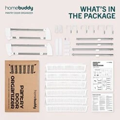 HomeBuddy Over The Door Pantry Organizer - 6 Basket Over Door Pantry Organizer, Sturdy Over The Door Spice Rack With 3 Sets Of Padded Hooks - Hanging Spice Rack For Pantry Door, Behind Door Storage -Peugeot Shop 51j5LCJR1CL