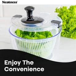 Neatness Large Salad Spinner With Drain, Bowl, And Colander - Quick And Easy Multi-Use Lettuce Spinner, Vegetable Dryer, Fruit Washer, Pasta And Fries Spinner - 5.28 Qt -Peugeot Shop 51j6wIJ2buL