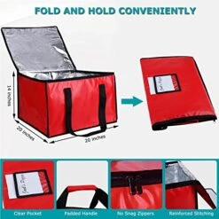 Cherrboll Insulated Pizza Delivery Bag, 20 By 20 By 14 -Inch, Commercial Grade Food Delivery Bag, Moisture Free (Red) -Peugeot Shop 51jAqPbLQtL