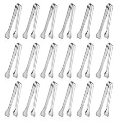 18 Pack Premium Small Serving Tongs, Mini Stainless Steel Appetizer Tongs 4.33Inch Silver