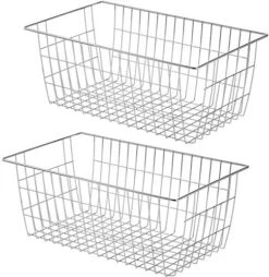 Wire Storage Basket Freezer Organizer Bins Metal Wire Baskets Wire Organizer Storage Baskets For Kitchen, Cabinets, Pantry, Freezer, BathroomSet Of 3 -Peugeot Shop 51jG2bWVg L. AC