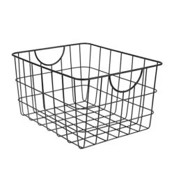 Utility Wire Basket (Black) - Storage Bin & Décor For Bathroom, Closet, Pantry, Under Sink, Toy, Shelf, Kitchen, & Nursery Organization