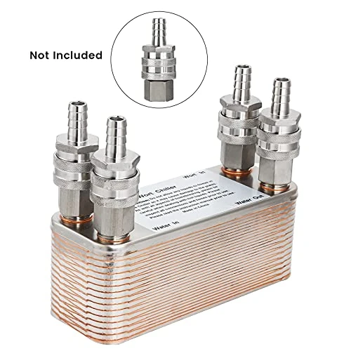 【30 Plates】MRbrew Homebrew Wort Chiller, Stainless Steel And Brazed With Copper Heat Exchanger, 1/2 NPT Thread Connection Hot Liquid Accelerated Cooler 2 【30 Plates】MRbrew Homebrew Wort Chiller, Stainless Steel And Brazed With Copper Heat Exchanger, 1/2 NPT Thread Connection Hot Liquid Accelerated Cooler - Image 2