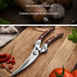 Kitchen Scissors Heavy Duty Stainless Steel Kitchen Shears Built-in Spring Open And Close Freely Lock Setting Safe And Comfort Redwood -Peugeot Shop 51jJxeMvjZL