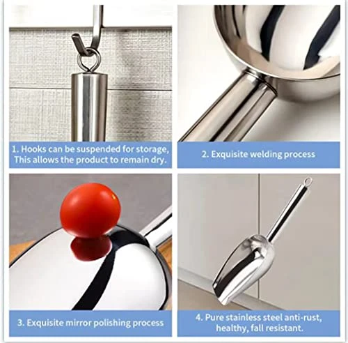 Stainless Steel Ice Scoop 8oz, 9.9 Inch Small Metal Food Scoops For Kitchen Bar Party Wedding, Superb Mirror Polish Surface, Heavy Duty & Anti Rust, Easy Clean & Dishwasher Safe 4 Stainless Steel Ice Scoop 8oz, 9.9 Inch Small Metal Food Scoops For Kitchen Bar Party Wedding, Superb Mirror Polish Surface, Heavy Duty & Anti Rust, Easy Clean & Dishwasher Safe - Image 4