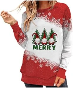 Womens Crewneck Sweatshirt Fall Fashion Sweatshirts Long Sleeve Christmas Print Loose Tops Pullover Top Streetwear -Peugeot Shop 51jPByTcNXL. AC