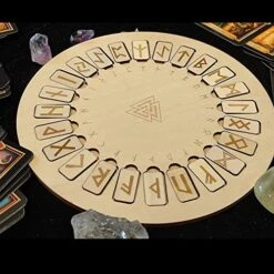 HOgog Wooden Runes Divination Engraved Board,Wood Runes Set Engraved Odin Symbols Symbol For Meditation Divination