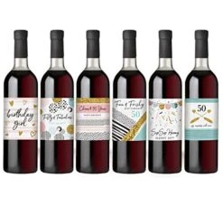 Printed Party 50th Birthday Wine Bottle Labels, Pink And Gold, Set Of 6 -Peugeot Shop 51jTYRRyrWL