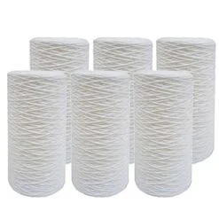 20 Micron 10 Inch X 4.5 Inch | 6-Pack Polypropylene String Wound Whole House Sediment Water Filter Replacement Cartridge | Compatible With SWC-45-1020, Home Water Filter