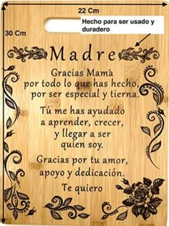 Gift For Mom Spanish-Regalo Para El Poema De Mamá-Tabla De Cortar De Bambú Grabada única-Madre Poema (22x30cm) -Peugeot Shop 51jUQbNOTgL
