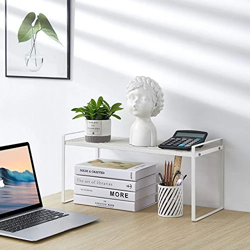 Aksipo 2 Pack Stackable Cabinet Shelf Cupboard Stand Spice Rack Pantry Shelf Kitchen Countertop Organizer Shelf, 13'' Sturdy Metal Frame Rust Resistant Nonslip Milky White 3 Aksipo 2 Pack Stackable Cabinet Shelf Cupboard Stand Spice Rack Pantry Shelf Kitchen Countertop Organizer Shelf, 13'' Sturdy Metal Frame Rust Resistant Nonslip Milky White - Image 3