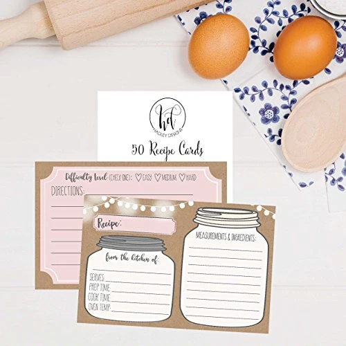 50 Double Sided Recipe Cards 4x6, Wedding Bridal Shower Card, Kraft Blank Christmas Holiday Printable Recipe Card For Binder, Cute Rustic Vintage Retro Gift In A Mason Jar Recipe Cards 4 X 6 2 50 Double Sided Recipe Cards 4x6, Wedding Bridal Shower Card, Kraft Blank Christmas Holiday Printable Recipe Card For Binder, Cute Rustic Vintage Retro Gift In A Mason Jar Recipe Cards 4 X 6 - Image 2