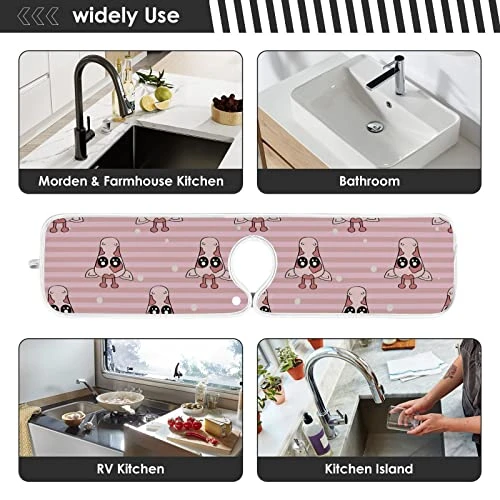 Kcldeci 2 Pack Faucet Mat Splash Guard For Kitchen Sink,Cute Giraffe Stripe 23x5 Inch Faucet Handle Drip Catcher Tray Absorbent Mat Fast Dry Mat For Kitchen, Bathroom 5 Kcldeci 2 Pack Faucet Mat Splash Guard For Kitchen Sink,Cute Giraffe Stripe 23x5 Inch Faucet Handle Drip Catcher Tray Absorbent Mat Fast Dry Mat For Kitchen, Bathroom - Image 5