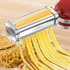 Pasta Attachment For KitchenAid Stand Mixer, 3 Piece Pasta Rollar & Cutter Set Included Pasta Sheet Roller, Spaghetti And Fettuccine Cutter, Stainless Steel Kitchenaid Pasta Attachment -Peugeot Shop 51jeB0yOLnL