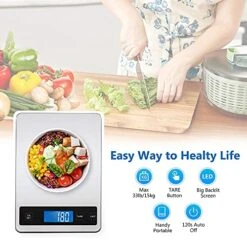 Digital Food Scale 33LB/15KG High Capacity, Accurate Weighing, Stainless Steel Electronic Kitchen Scale (Cooking/Baking/Meat/Coffee). -Peugeot Shop 51ji6ab95dL
