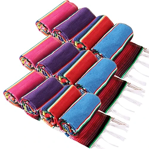 Olicolor 12 Pack Mexican Table Runners 13.5 X 100 Inch 4 Colors Serape Table Runner For Fiesta Mexican Theme Party Wedding Decorations (Pink Purple Red Blue) 5 Olicolor 12 Pack Mexican Table Runners 13.5 X 100 Inch 4 Colors Serape Table Runner For Fiesta Mexican Theme Party Wedding Decorations (Pink Purple Red Blue) - Image 5