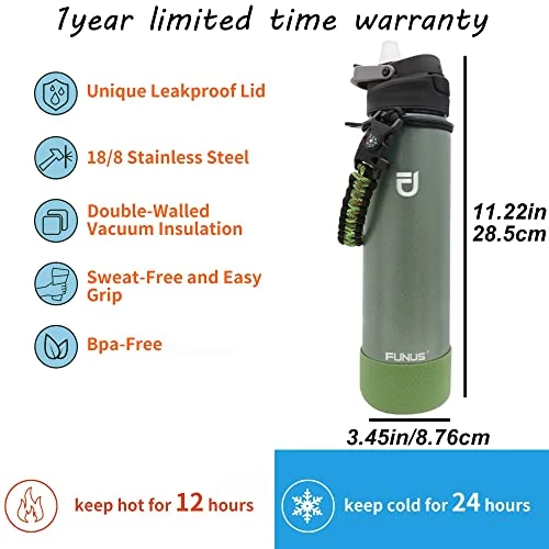 64oz Insulated Water Bottle (2 Lids) 64 Oz Vacuum Stainless Steel Water Bottle With Handle Flip Top Lid And Paracord BPA Free Metal Water Jug Sports Outdoor Camping 3 64oz Insulated Water Bottle (2 Lids) 64 Oz Vacuum Stainless Steel Water Bottle With Handle Flip Top Lid And Paracord BPA Free Metal Water Jug Sports Outdoor Camping - Image 3