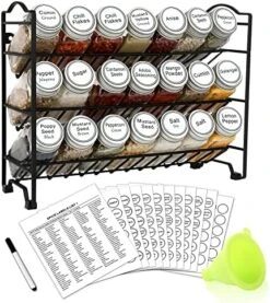 SWOMMOLY Spice Rack Organizer With 32 Empty Square Glass Spice Jars, 386 White Spice Labels With Chalk Marker And Funnel Complete Set, Seasoning Organizer For Countertop, Cabinet Or Wall Mount 12 SWOMMOLY Spice Rack Organizer With 32 Empty Square Glass Spice Jars, 386 White Spice Labels With Chalk Marker And Funnel Complete Set, Seasoning Organizer For Countertop, Cabinet Or Wall Mount -Peugeot Shop 51jpcsczaHL. AC