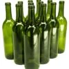 - W5CG 750ml Glass Bordeaux Wine Bottle Flat-Bottomed Cork Finish - Case Of 12 - Champagne Green