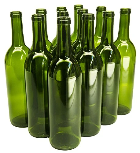 - W5CG 750ml Glass Bordeaux Wine Bottle Flat-Bottomed Cork Finish - Case Of 12 - Champagne Green 1 - W5CG 750ml Glass Bordeaux Wine Bottle Flat-Bottomed Cork Finish - Case Of 12 - Champagne Green