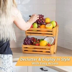 Golden Nature Bamboo Fruit Basket - 2 Tier Fruit Basket, Fruit Baskets For Kitchen Counter, Fruit Bowl, Fruit Stand, Banana Holder - Fruit Holder For Potato Storage, Onion Storage, Fruit & Veg Storage 10 Golden Nature Bamboo Fruit Basket - 2 Tier Fruit Basket, Fruit Baskets For Kitchen Counter, Fruit Bowl, Fruit Stand, Banana Holder - Fruit Holder For Potato Storage, Onion Storage, Fruit & Veg Storage -Peugeot Shop 51jsht26KrL