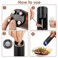 Electric Pepper And Salt Grinder Mills,Stainless Steel High Capacity Pepper Mills,Gravity Sensor Automatic Seasoning Mills, Adjustable Grind Coarseness,Battery Powered (1) -Peugeot Shop 51jyZ3BGDIL