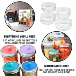 Masontops Complete Fermentation Kit - Small/Regular Mouth - Pickle Kit & Kimchi Making Kit - Fermenting Kit With Fermentation Lids, Weight & Tamper 12 Masontops Complete Fermentation Kit - Small/Regular Mouth - Pickle Kit & Kimchi Making Kit - Fermenting Kit With Fermentation Lids, Weight & Tamper -Peugeot Shop 51jyfWcdHWS