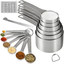 Measuring Cups Set, 18/8 Stainless Steel Measuring Cups And Spoons Set, 8 Kitchen Measuring Cups & 9 Baking Measuring Spoons & Magnetic Conversion Chart&Leveler&Rings-Metal Measure Cups&Spoons 22 Measuring Cups Set, 18/8 Stainless Steel Measuring Cups And Spoons Set, 8 Kitchen Measuring Cups & 9 Baking Measuring Spoons & Magnetic Conversion Chart&Leveler&Rings-Metal Measure Cups&Spoons -Peugeot Shop 51k1Kpd5HnL. AC
