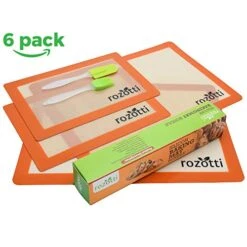 Rozotti Silicone Baking Mat Bundle (6-Piece Set) 2 Half Sheets Silicone Baking Mat And 2 Quarter Sheets Silicone Baking Mat, Silicone Baking Brush, Silicone Baking Spatula, Orange -Peugeot Shop 51k2xI3864L