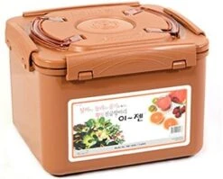 E-Jen Premium Kimchi, Sauerkraut Container Probiotic Fermentation With Inner Vacuum Lid (Earthenware Brown, 0.45 Gal/ 1.7L) -Peugeot Shop 51k3TOn7mYL. AC