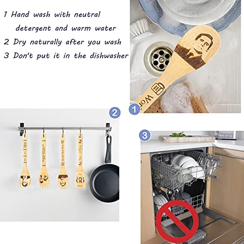 Office Wooden Spoons For Cooking, Bamboo Cooking Kitchen Utensils Set, The Office TV Show Merchandise, Housewarming Birthday Anniversary Kitchen Decor Present For Office Fan (5PCS) 5 Office Wooden Spoons For Cooking, Bamboo Cooking Kitchen Utensils Set, The Office TV Show Merchandise, Housewarming Birthday Anniversary Kitchen Decor Present For Office Fan (5PCS) - Image 5