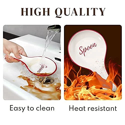 Red Ceramic Spoon Rest For Stove Top - White Spoon Rest For Kitchen Counter - Spanish Ceramic Spoon Rests For Cooking - Large Farmhouse Spoon Rest Ceramic - Utensil Coffee Spoon Holder Rest 4 Red Ceramic Spoon Rest For Stove Top - White Spoon Rest For Kitchen Counter - Spanish Ceramic Spoon Rests For Cooking - Large Farmhouse Spoon Rest Ceramic - Utensil Coffee Spoon Holder Rest - Image 4