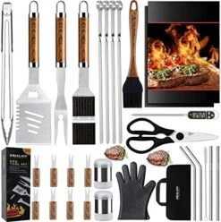31PC Heavy Duty BBQ Grilling Accessories Grill Tools Set - Stainless Steel Grilling Kit With Storage Bag For Camping, Tailgating - Perfect Barbecue Utensil Gift For Men Women -Peugeot Shop 51k9YVANxVL. AC