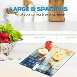 Glass Cutting Board, 16 * 12 Inch Set Of 1 Tempered Glass Cutting Board, Decorative Square Marble Chopping Board For Kitchen, Scratch, Heat, Shatter Resistant Cutting Mat (Mosaic) -Peugeot Shop 51kALskynaL