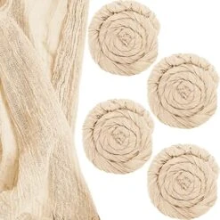 4 Pieces Gauze Cheesecloth Table Runner Cheese Cloth Runner For Wedding Tablecloth Boho Rustic Event Centerpiece Runner For Reception Bridal Shower Birthday Table Decor (Light Brown, 35 X 157 Inch)