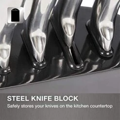 Morphy Richards Accents Knife Block, Satin, Stainless Steel Finish, 5 Piece, Std, Translucent Black -Peugeot Shop 51kD2yDzbaL