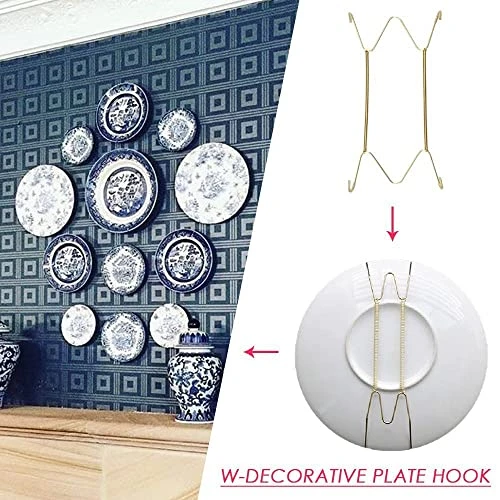 Wall Dish Spring Holder Dismountable Securing Clip Fixed Home Decor Wall Display Golden Dish Decoration Crafts 6/7/8/10/12/14/16 Inch(10 Inch) 2 Wall Dish Spring Holder Dismountable Securing Clip Fixed Home Decor Wall Display Golden Dish Decoration Crafts 6/7/8/10/12/14/16 Inch(10 Inch) - Image 2
