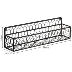 MyGift Wall Spice Racks, 12-Inch Black Chicken Wire Hanging Kitchen Seasoning Condiment Organizer Shelf, Set Of 2 9 MyGift Wall Spice Racks, 12-Inch Black Chicken Wire Hanging Kitchen Seasoning Condiment Organizer Shelf, Set Of 2 -Peugeot Shop 51kVNl6pySL