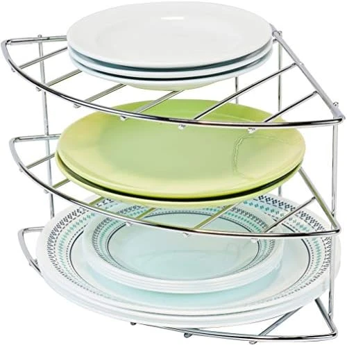 DecoBros 3-Tier Counter And Cabinet Corner Shelf Organizer, Chrome 6 DecoBros 3-Tier Counter And Cabinet Corner Shelf Organizer, Chrome - Image 6