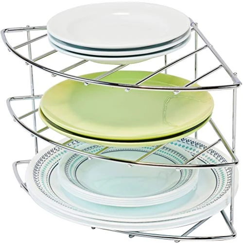 DecoBros 3-Tier Counter And Cabinet Corner Shelf Organizer, Chrome 1 DecoBros 3-Tier Counter And Cabinet Corner Shelf Organizer, Chrome